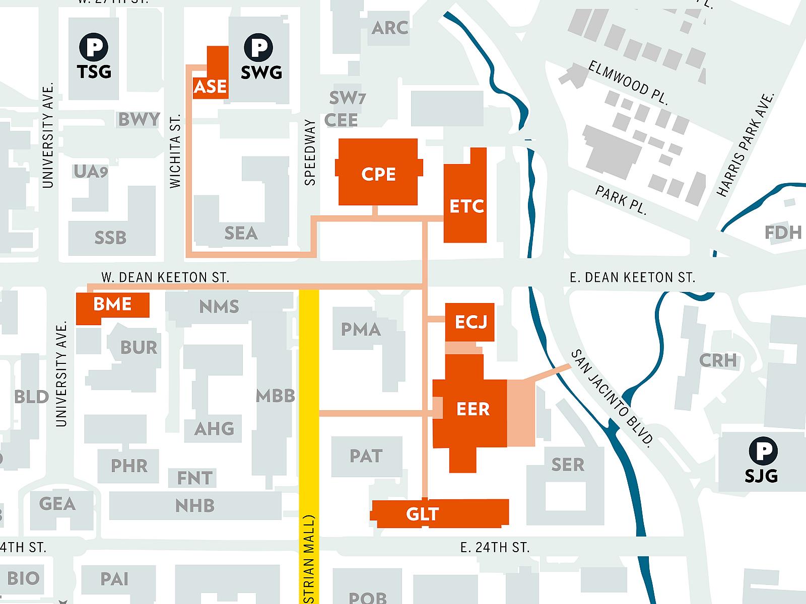 Cockrell School of Engineering campus map