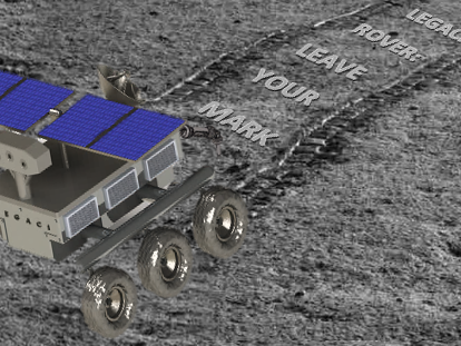 A moon rover driving on the moon's surface